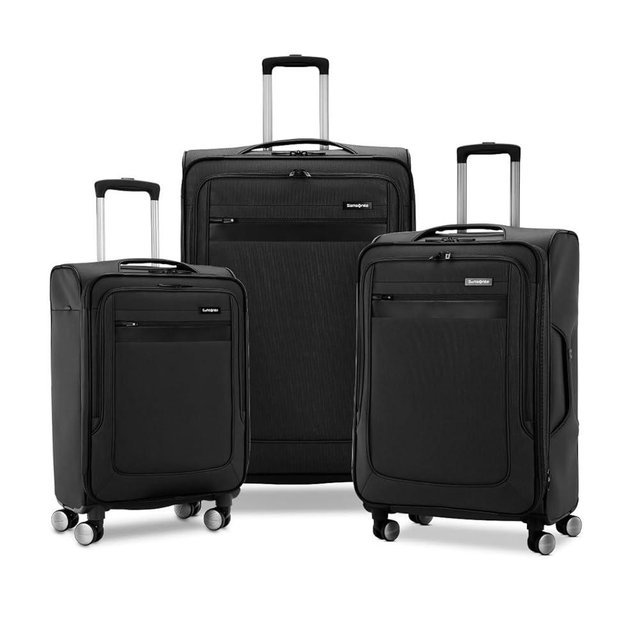 Samsonite Ascella 3.0 Softside Expandable Luggage with Spinner Wheels, Black, 3PC SET (CO/MED/LG)