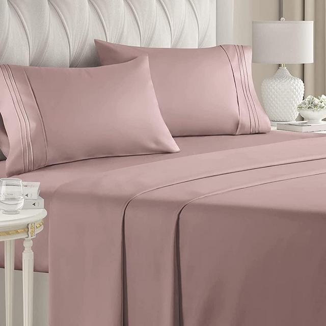 King Size Sheet Set - Breathable & Cooling - Hotel Luxury Bed Sheets - Extra Soft - Deep Pockets - Easy Fit - 4 Piece Set - Wrinkle Free - Comfy – Mauve Bed Sheets - Kings Sheets – 4 PC