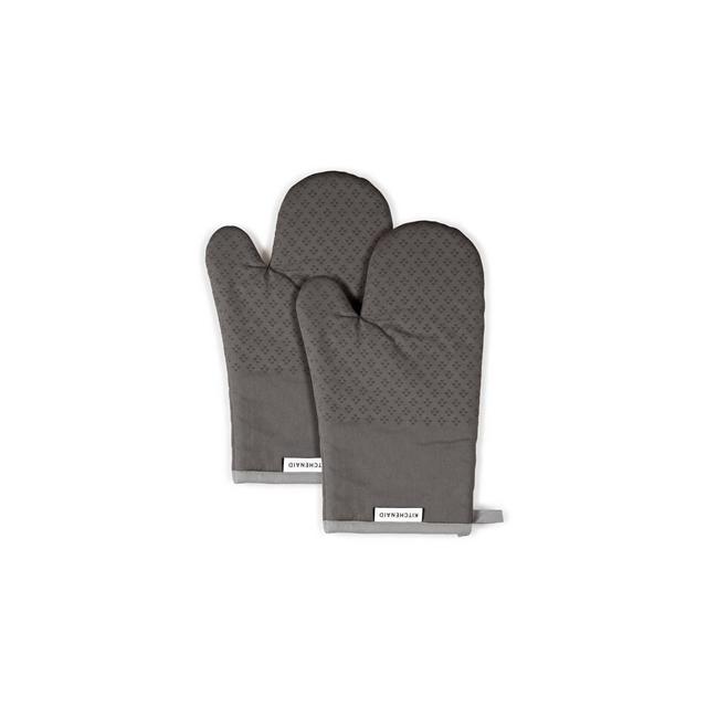 KitchenAid 2pk Cotton Asteroid Oven Mitts Gray