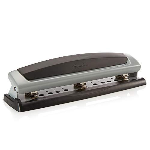 Swingline Desktop Hole Punch, Hole Puncher, Precision Pro, Adjustable, 2 to 3 Holes, 10 Sheet Punch Capacity, Black/Silver (74037)