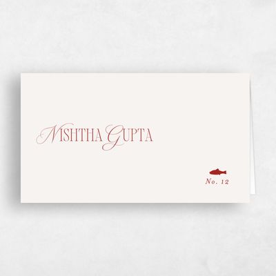Beige Wedding Place Card - Orable Fish