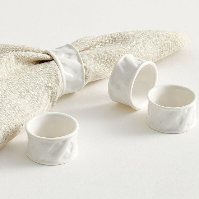 Monique Lhuillier Skylar Napkin Rings, Set of 4 - White