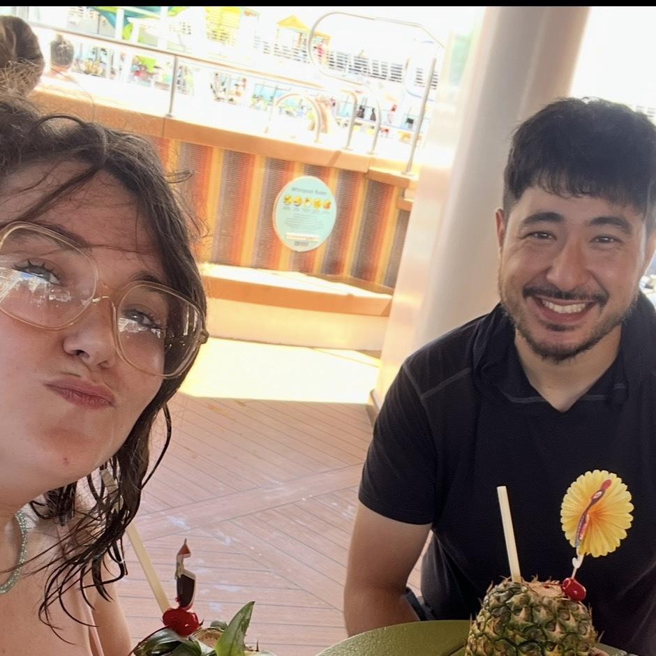 Pina coladas on a cruise ship, sailing to Aruba