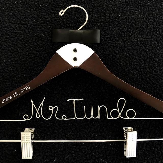 Groom's hanger with clips ,Custom Wedding Hanger, Tuxedo hanger,mr hanger man's hanger personalized hanger father 's hanger