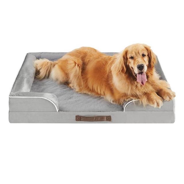 Friends Forever Orthopedic Dog Bed for Extra Large Dogs, Waterproof Memory Foam Dog Sofa Bed XL with Removable Washable Cover, Ally Grey, 42x32x7