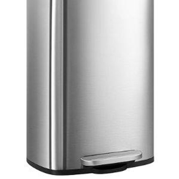 SONGMICS 13 Gallon (50 L) Trash Can, Stainless Steel Kitchen Garbage Can, Recycling or Waste Bin, Soft Close, Step-On Pedal, Removable Inner Bucket, Silver ULTB050E01