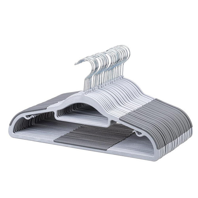 LMTrystFit 30-Pack Plastic Clothes Hangers, Space Saver, Non Slip, 360° Swivel Hook, 0.2 Inches Slim, Sturdy Heavy Duty Hangers for Coat, Durable Hangers for Suits, Light and Dark Gray