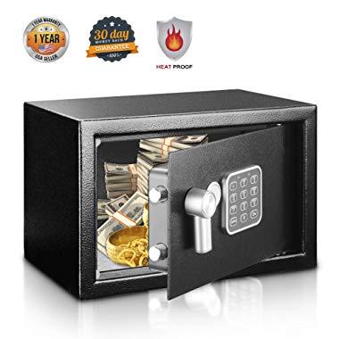 Safe and Lock Box - Safe Box, Safes And Lock Boxes, Money Box, Safety Boxes for Home, Digital Safe Box, Steel Alloy Drop Safe, Includes Keys- SereneLife SLSFE14