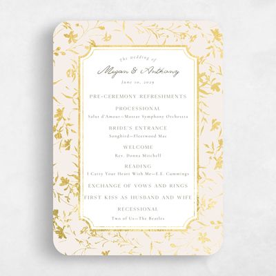 Beige Rounded Wedding Program - Vasara Foil
