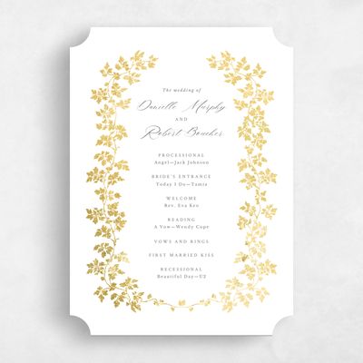 White Ticket Wedding Program - Edera Foil