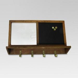 Decorative Wall Shelf with Hooks - Wood - Threshold™