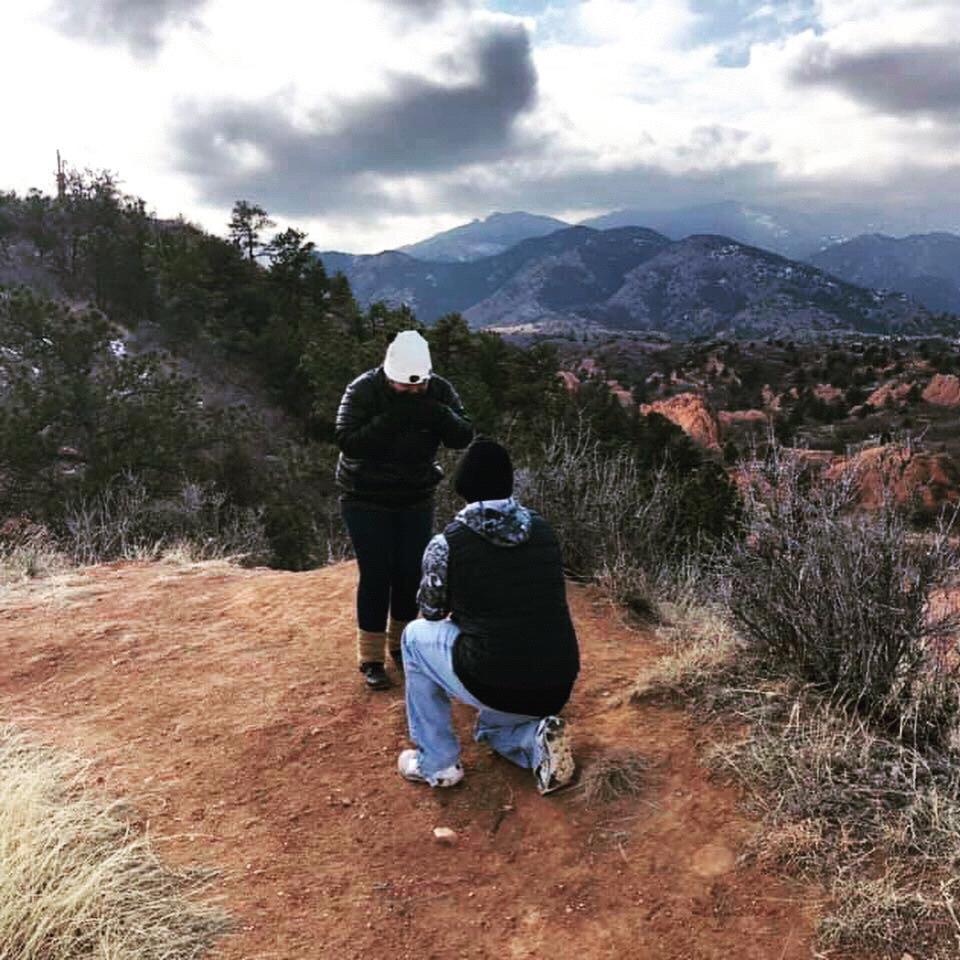 When he proposed to me at the Red Rock Canyon in CO.
