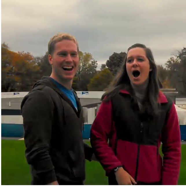 Tomas surprising Aleksa at PSU, 2014.