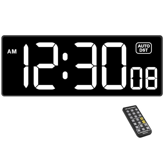 Soobest Digital Wall Clock with Seconds for Gym, Remote Countdown Timer Large LED Display 5 Dimmer (White)