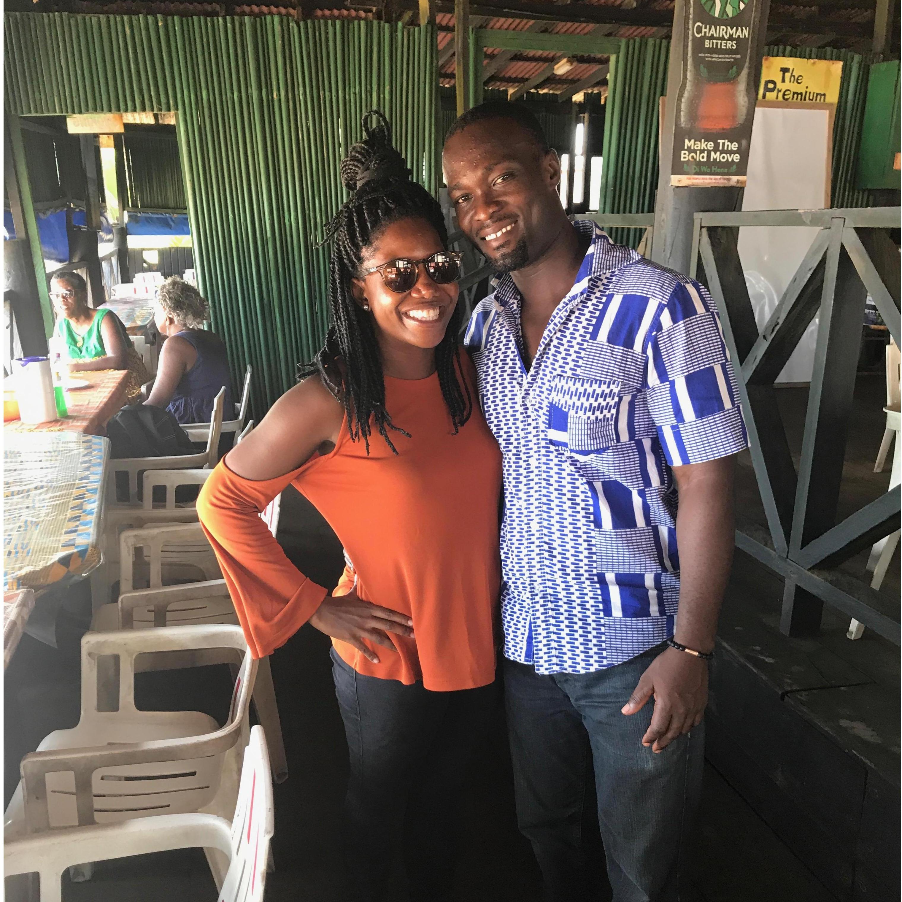 Enjoying some yummy tilapia in Cape Coast!