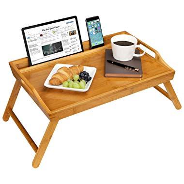 LapGear Media Bed Tray with Phone Holder - Natural Bamboo - Fits up to 17.3 Inch Laptops and Most Tablets - Style No. 78107