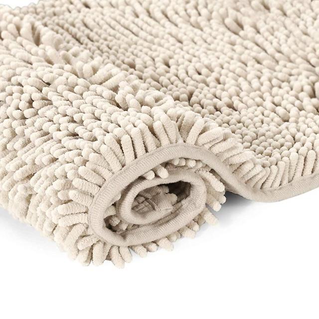 Microfiber Bath Rugs Chenille Floor Mat Ultra Soft Washable Bathroom Dry Fast Water Absorbent Bedroom Area Rugs, 20 x 32 - Inch, Ivory