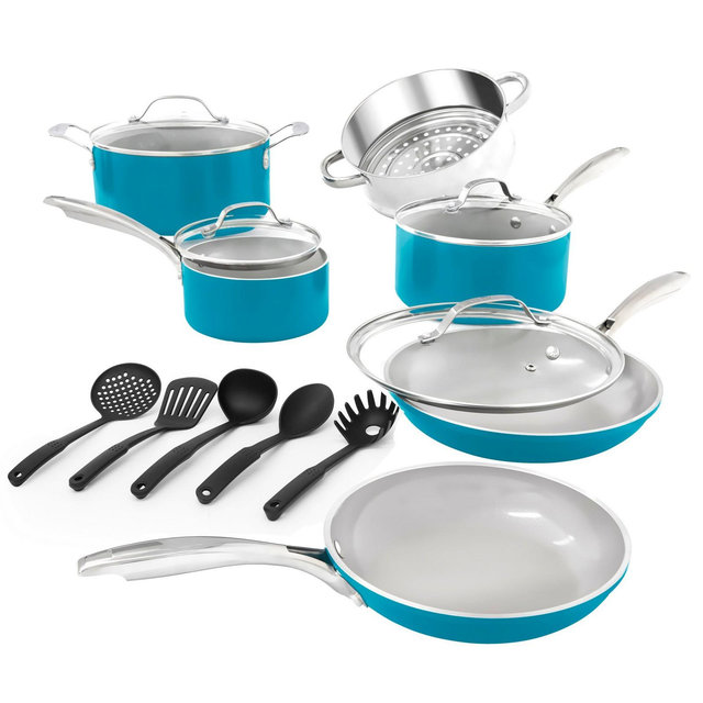 Gotham Steel Nonstick Pots and Pans 15 Pc Set Ceramic Cookware Kitchen Set