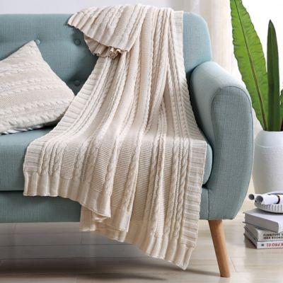 VCNY Abode Dublin Knit Throw Blanket in Ivory