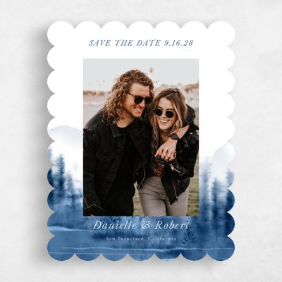 Blue Scalloped Wedding Save the Date - Grove Photo