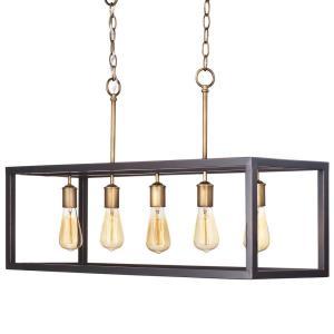 Boswell Quarter 5-Light Brushed Nickel Island Dining Room Chandelier with Weathered Wood Accents