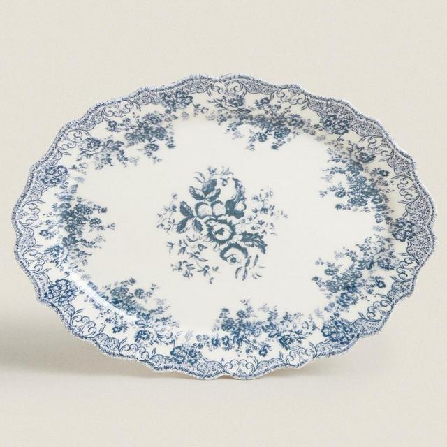 FLORAL EARTHENWARE SERVING DISH