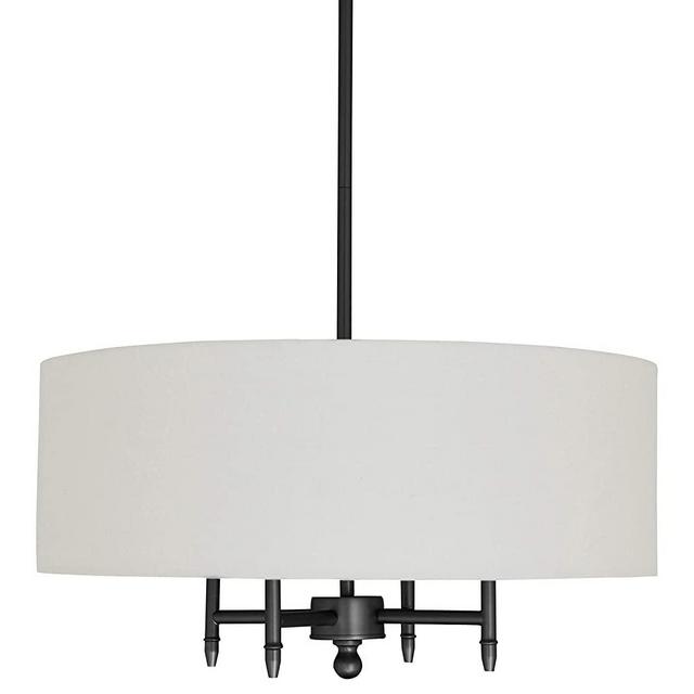 Amazon Brand – Stone & Beam Classic Ceiling Pendant Chandelier Fixture With White Drum Shade- 20 x 20 x 42 Inches, Black