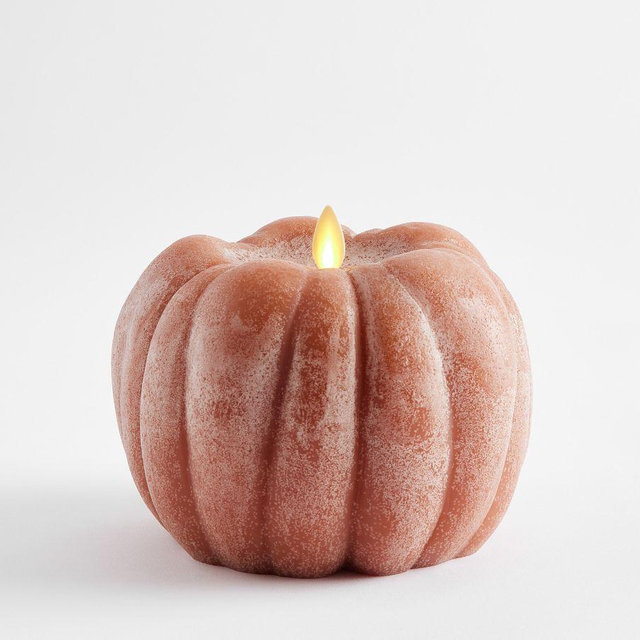 Pumpkin Premium Flicker Flameless Wax Candle, Small, Rust
