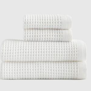 Organic Turkish Waffle Bath Towel Bundle in White