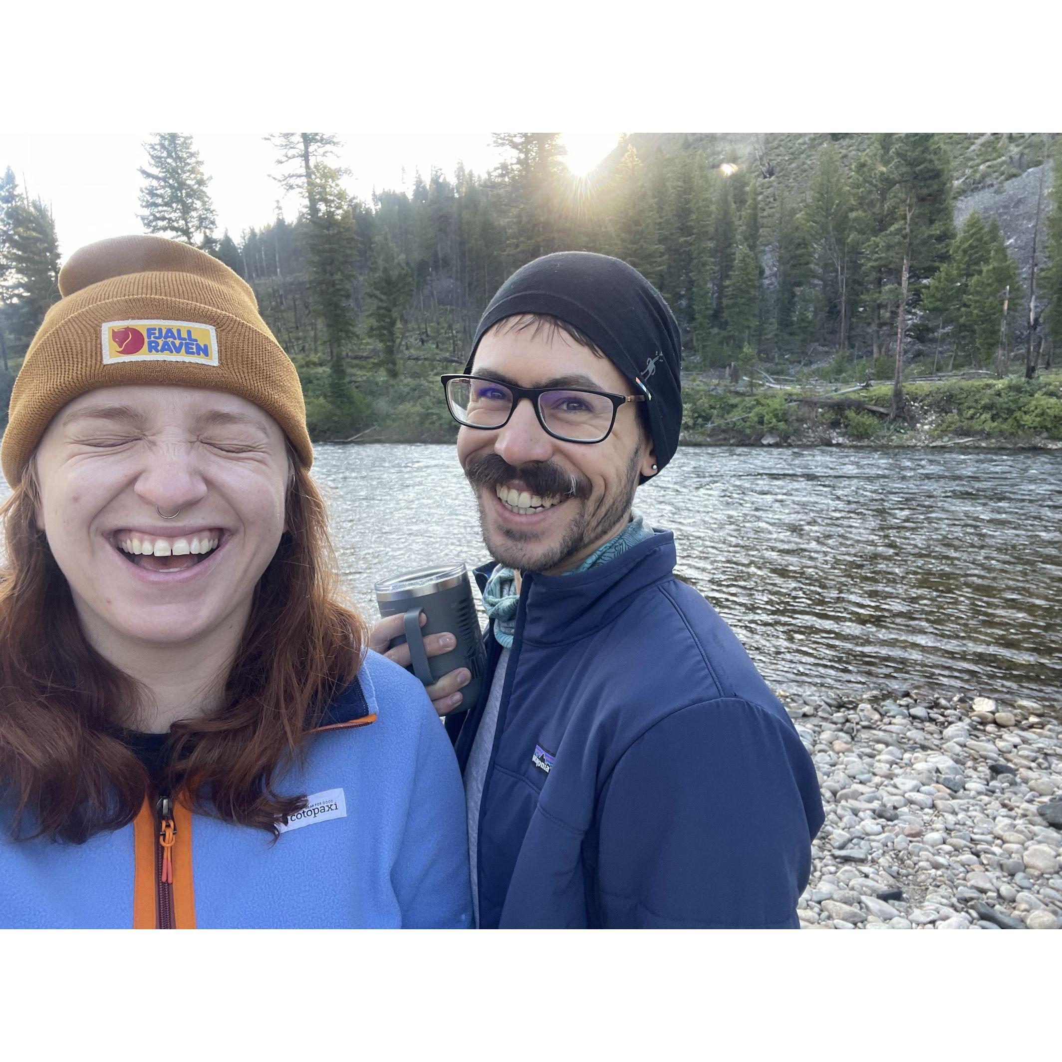 Al's 29th birthday. Waking up on the middle fork for another day of rafting!
