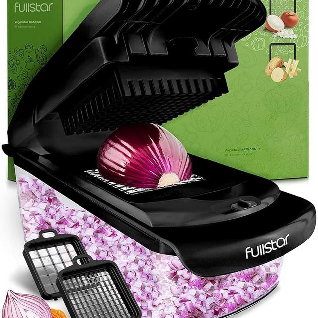 Fullstar Vegetable Chopper - Spiralizer Vegetable Slicer - Onion Chopper with Container - Pro Food Chopper - Slicer Dicer Cutter - (2 in 1, Black)