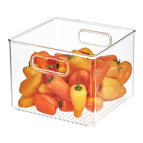 iDesign Crisp BPA-Free Plastic Produce Storage Bin - 8.32 inch x 6.32 inch x 3.76 inch, Clear/Gray, Red