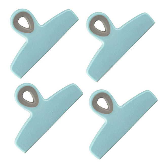Cook with Color Set of 4 Large Heavy Duty Bag Clips- 5" Chip Bag Clips, Large Food Clips for Food Storage with Air Tight Seal Grip for Bread Bags, Snack Bags and Food Bags - (Teal)