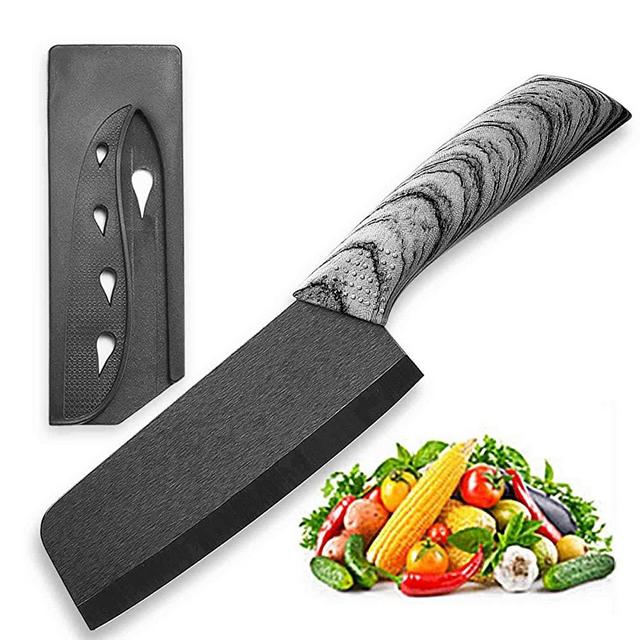 Ceramic Vegetable Knife 6in with Steath,Vegetable Cutting Knife Suitable for Fruits, Vegetables and Meat,Ceramic Chef Knife Lettuce Knife Nakiri Knife Black