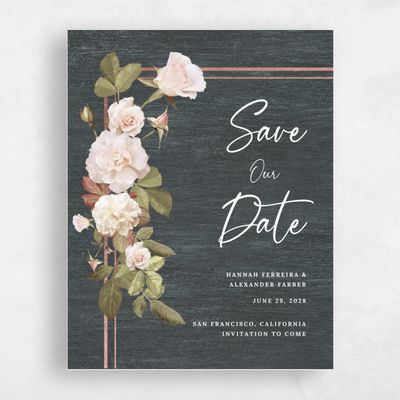 Gray Wood, Grey Wedding Save the Date - Quintana Bloom