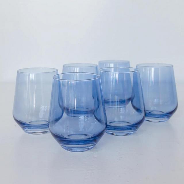 Estelle Colored Wine Stemless - Set of 6 {Cobalt Blue}