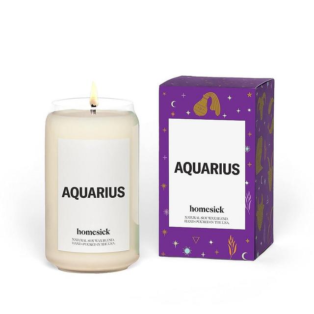 Homesick Premium Scented Zodiac/Astrology Candle, Aquarius - Scents of Cassis, Mandarin, Ylang Ylang, 13.75 oz, 60-80 Hour Burn, Zodiac Gifts, Soy Blend Candle Home Decor, Birthday Candle/Gifts