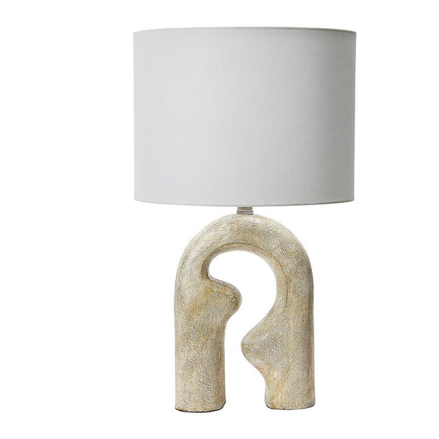 Creative Co-Op EC1273 Abstract Resin Linen Drum Shade, Table Lamp, Distressed Natural