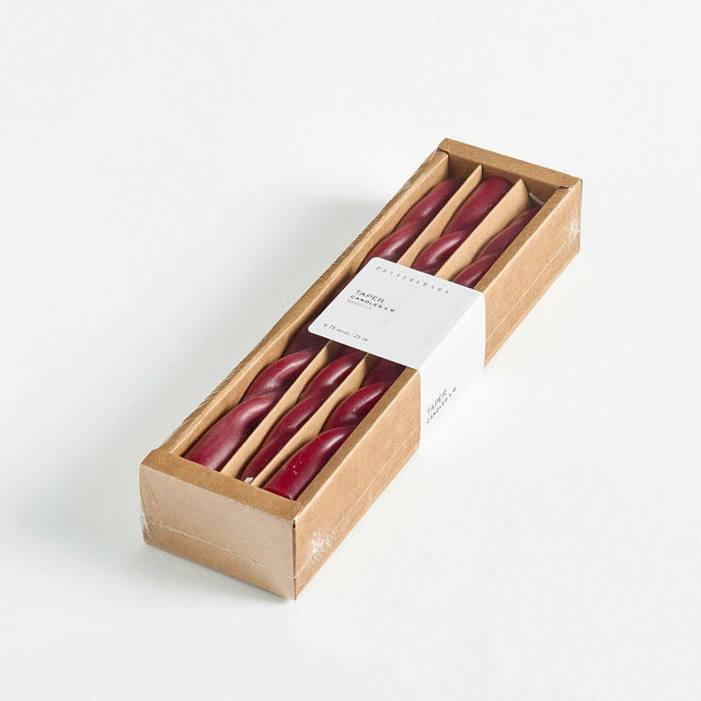 Spiral Taper Candle Candle, Deep Red, Set of 6
