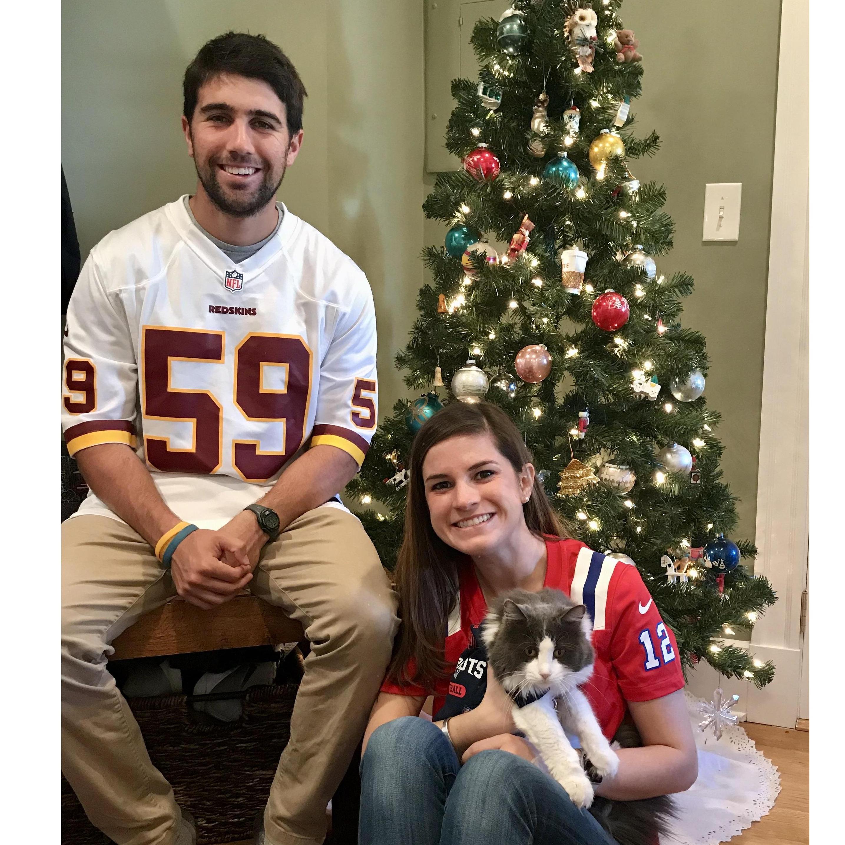 Our Christmas card - Higley is a Pats fan! (2017)