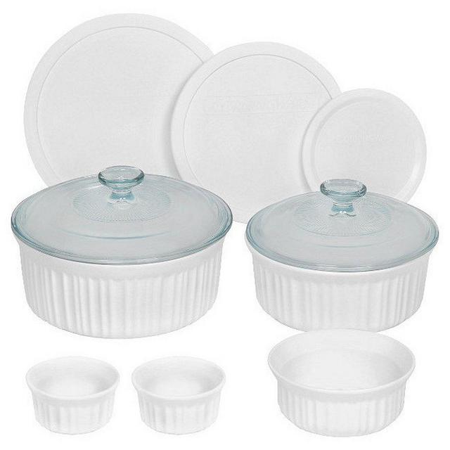 CorningWare French White 10-Piece Round Fluted Oven-to-Table Bakeware Set