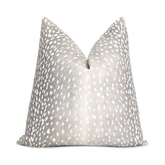 Gray Antelope Pillow Cover with Zipper, Square Euro Sham or Lumbar Pillow Cushion, Pillow Case, Throw Pillow Accent, Vern Yip Fawn Linen