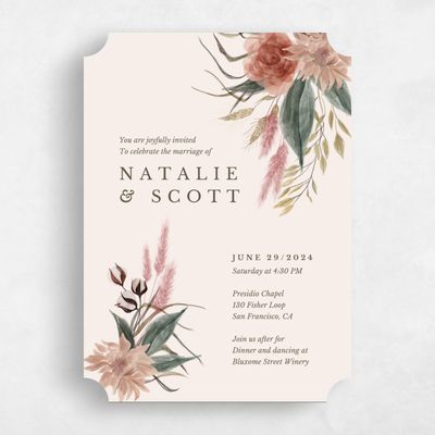 Beige Ticket Wedding Invitation - Monahan Classic