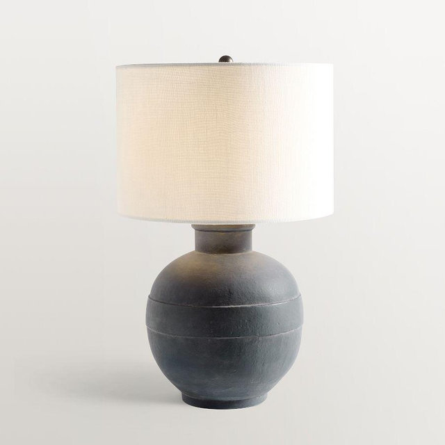 Faris Ceramic 16" Table Lamp, Indigo, Small