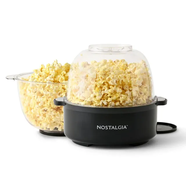 Nostalgia 6 QT Stainless Steel Stirring Popcorn Popper - Black
