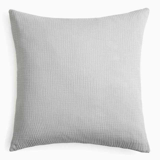 Dreamy Gauze Cotton Duvet, Euro Sham, Frost Gray