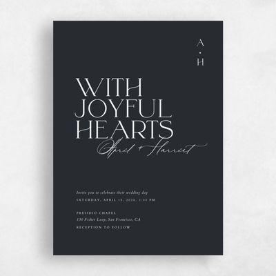 Ebony, Black Wedding Invitation - Grayson Portrait