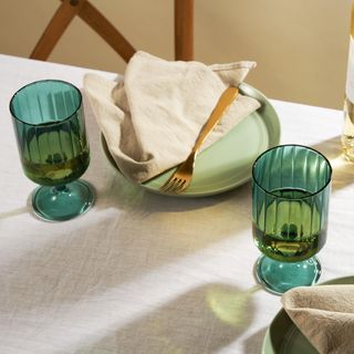 Malachite Stemmed Optic Tumbler, Set of 2