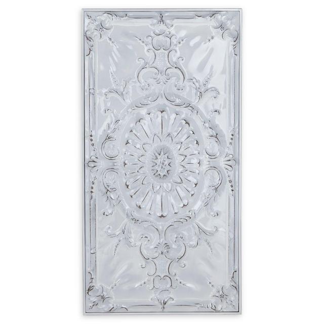 Ridge Road Décor 19-Inch x 37-Inch Traditional Floral and Scroll Wall Art in White