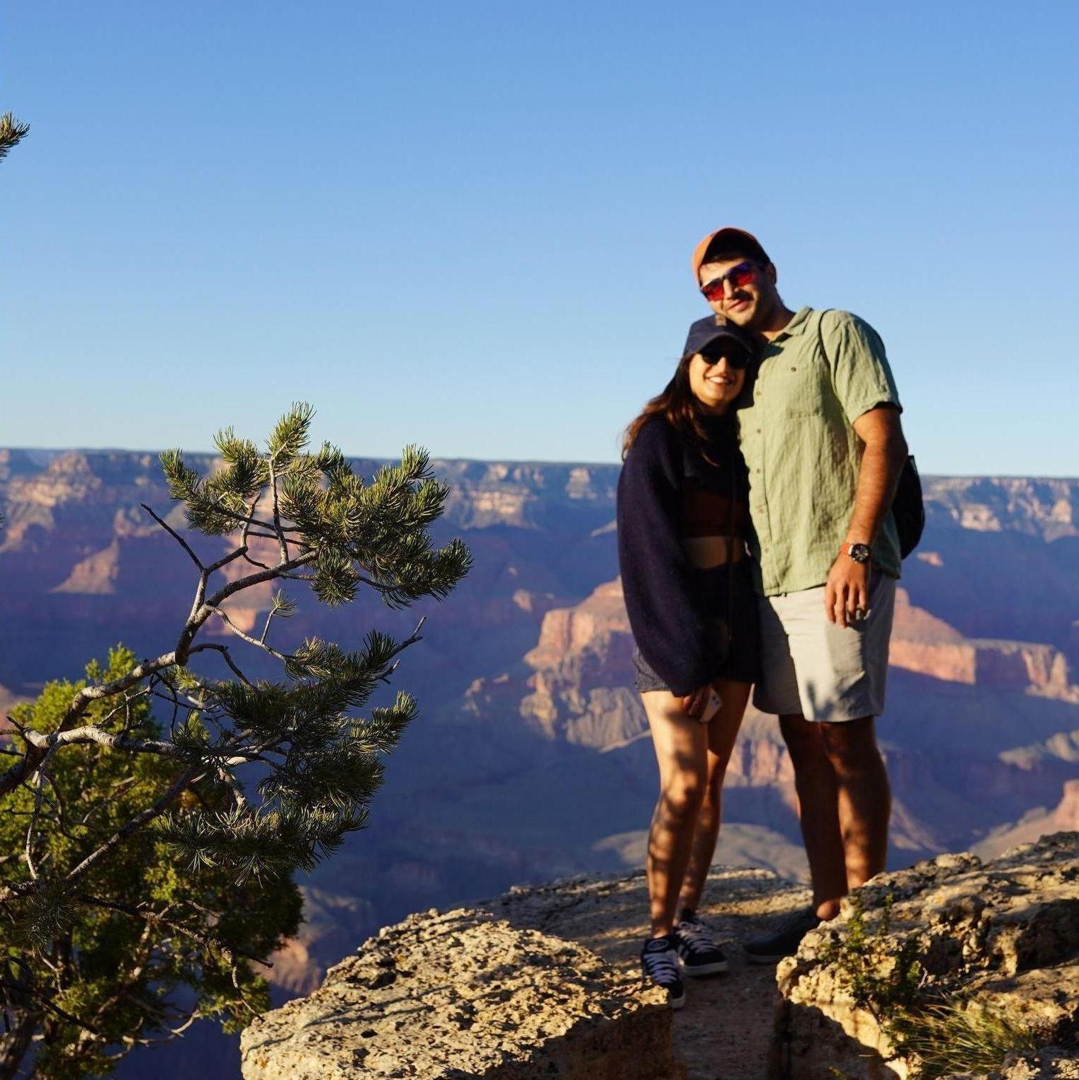Day of proposal, walking around the Grand Canyon rim